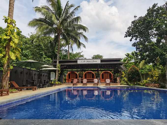 The pool and pavilion at St. Julian’s on a sunny day